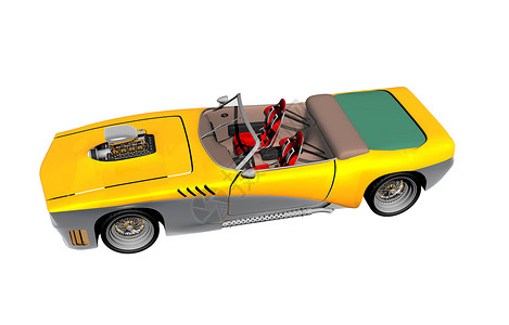黄色运动车作为可兑换装潢摩托车敞篷车运动车轮赛车背景图片