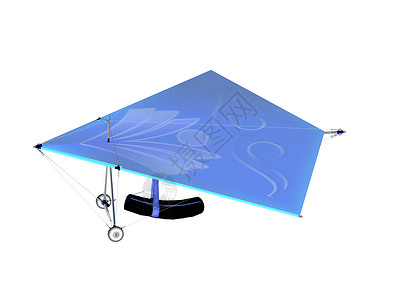 天空中的蓝风筝滑翔机防晒蓝色车轮绳索背景图片