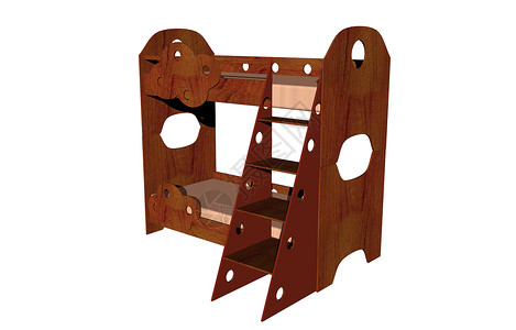 儿童房间里有梯子的木制阁楼床休息家具孩子背景图片