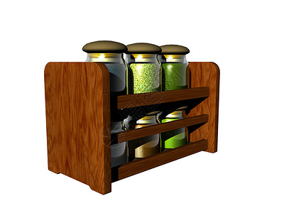 壁架素材装有罐子的木制香料架船只家具架子壁架脚步贮存棕色橱柜盒子背景
