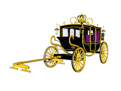 皇家马车带有抽拔栏的皇家载运马车拉杆旅行脚步车辆运输驾驶童话漫画车轮背景