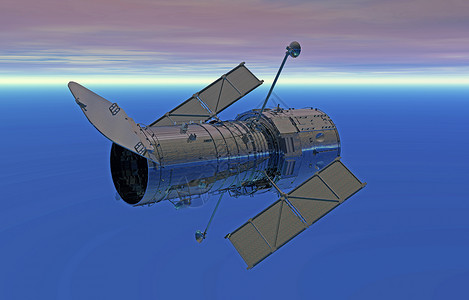 哈勃空间望远镜在空间盘旋观星镜子望远镜太空天文学旅行卫星背景图片
