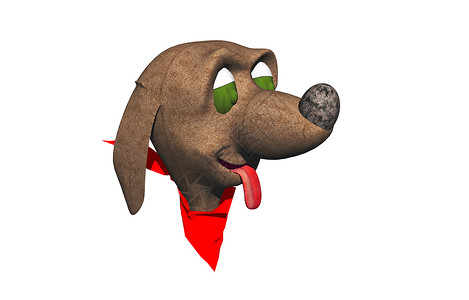 红领和软耳朵的棕色狗头鼻子样子漫画衣领舌头背景图片
