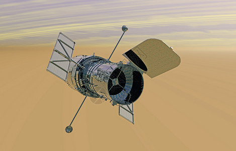 哈勃空间望远镜在空间盘旋卫星镜子太空天文学旅行观星望远镜背景图片