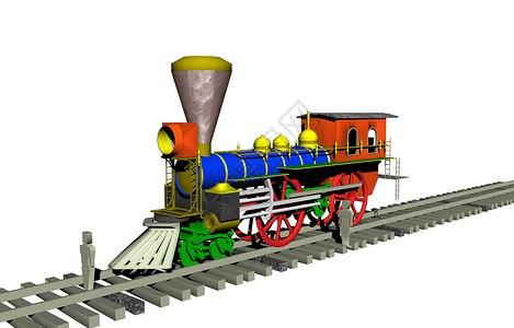 蒸汽小火车铁路上古老的有色彩的历史蒸汽火车头玩具钢马机车拖拉机曲目背景
