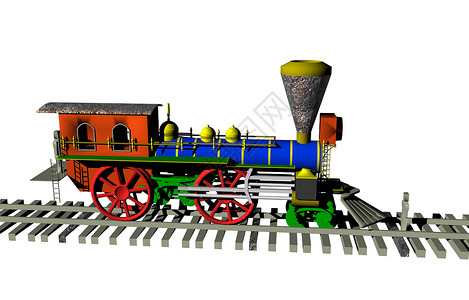 蒸汽小火车铁路上古老的有色彩的历史蒸汽火车头曲目钢马机车拖拉机玩具背景