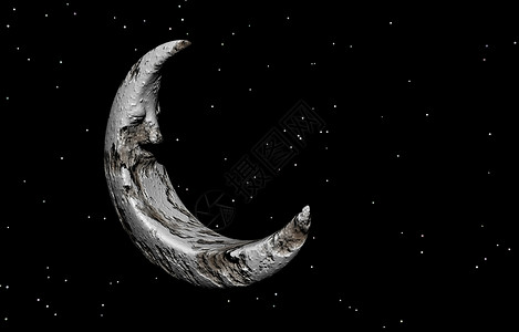 黑天空中发亮的月亮地球新月童话卫星天空漫画背景图片