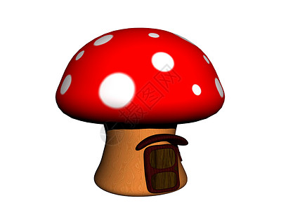 为侏儒建造的彩色蘑菇屋红色漫画黄色房子背景图片