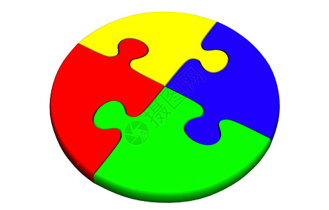 配有彩色连锁部件的圆形拼图棋子连接器背景图片