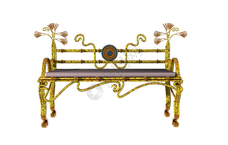 具有多种装饰品的异国金属板家具花园情调框架休息装潢长凳金属背景图片