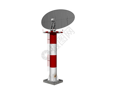 抛物面天线机场配备雷达系统的红色和白色带白条纹塔台平台控制金属天线电器管子无线电联系电子产品运动背景