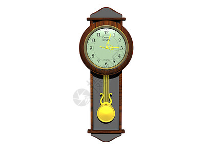 摆钟带钟表的木壁时钟棕色发条时间计时金属挂钟玻璃背景