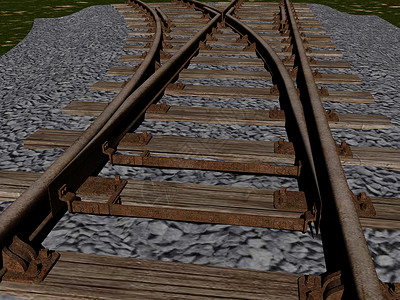 铁轨床铺有硅石和砾石的铁路火车轨道石头门槛交通背景图片