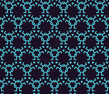 矢量无缝模式 现代时尚线性线性纹理 重复编织平铺蓝色打印六边形地毯窗饰网格纺织品包装背景图片
