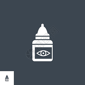 眼药水相关矢量字形图标眼科卫生眼球治疗药品光学插图瓶子白色医疗背景图片