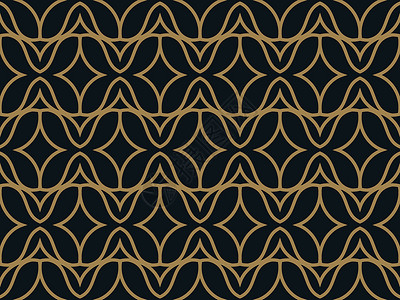 无缝矢量抽象波浪图案背景曲线滚动丝绸纺织品海浪金子插画家风格插图装饰背景图片
