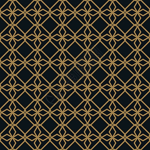 背景的优雅线装饰图案无缝模式 w包装风格纺织品菱形格子织物黑色金子几何艺术背景图片
