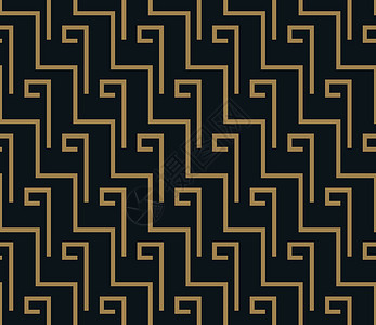 带有线条的抽象几何图案 无缝矢量背景 蓝黑色和金色纹理金子几何学条纹蓝色六边形纺织品六面体窗帘网格正方形背景图片