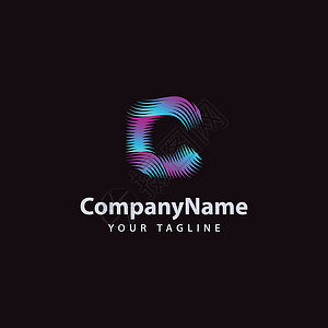 字母C 现代波线Logo设计模板背景图片