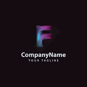 现代字母F 波线Logo设计模板背景图片