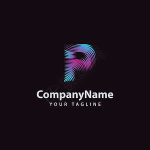 字母P 现代波线Logo设计模板背景图片