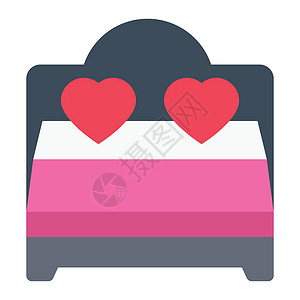 床铺网络家庭婚礼插图已婚卧室枕头夫妻标识房间背景图片