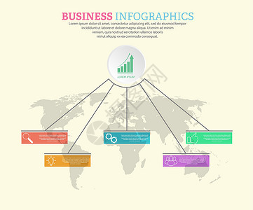 带有视觉图标的图表模板 5个业务阶段 t生产项目战略训练金融空白商业反射命令绘画背景图片