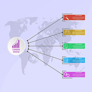 进展图带有视觉图标的图表模板 5个业务阶段 t草图营销战略空白金融顺序插图反射生产项目设计图片
