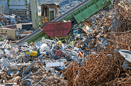 废垃圾场环形废话废料产品公司环境金属回收资源商品背景图片