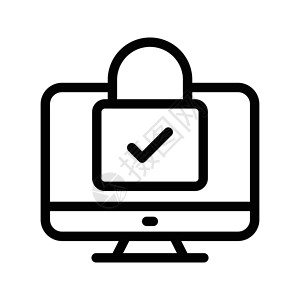 锁屏幕监视器电脑桌面挂锁互联网笔记本安全网络商业背景图片