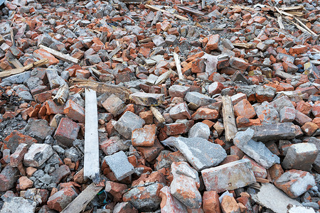 废旧建筑 砖瓦堆 建筑物被毁等拆除房子瓦砾城市石头灾难损害破坏材料灰尘背景图片