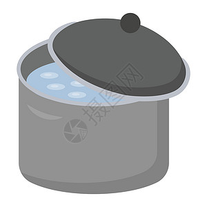 平盘插图工具白色黑色烹饪沙锅食物盘子厨房用具插画