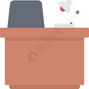 服务台工作网络商业家具桌面电脑桌子老板椅子白色背景图片