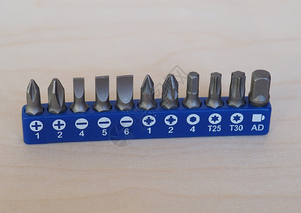 用于螺丝起子的比特控件设置持有者梅花螺丝刀工业硬件金属批头架工作工具司机背景图片