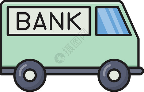 运钞车卡车盔甲安全银行插图网络运输技术卡通片货车金融设计图片