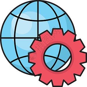 地球齿轮营销互联网托管插图国际世界网络电脑技术齿轮程序插画