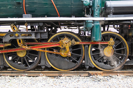 蒸汽机车的火车轮准备出发 开始吧车轮车站铁路运输火车背景图片