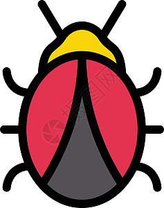 大棱柱弹簧昆虫白色甲虫红色卡通片野生动物季节弹簧花园公园漏洞插画