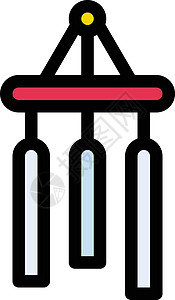 风铃图标音乐旋律标记酒吧乐器竹子装饰品钟声图标插图铃声插画