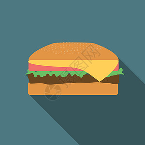 唱片图标素材平面设计矢量汉堡图标与长长的影子平面设计矢量黑胶唱片图标与长长的影子沙拉面包包子食物早餐芝麻小吃牛肉插图油炸背景