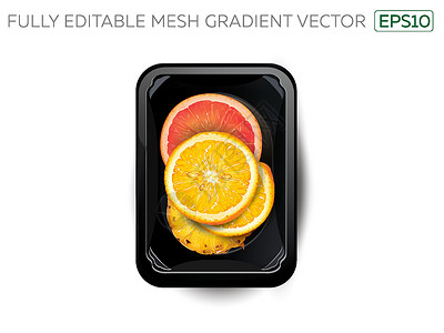 凤梨片柑橘水果和菠萝片 在午餐盒菠萝午餐味道饭盒凤梨插图塑料时间生态包装插画