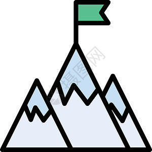 目标插图商业旗帜冠军男人爬坡顶峰挑战优胜者旅行背景图片