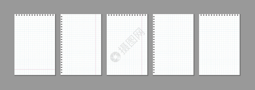 横格本用于笔记的矢量空白复格工作表集框架教科书办公室内衬商业笔记纸日记记事本床单正方形设计图片