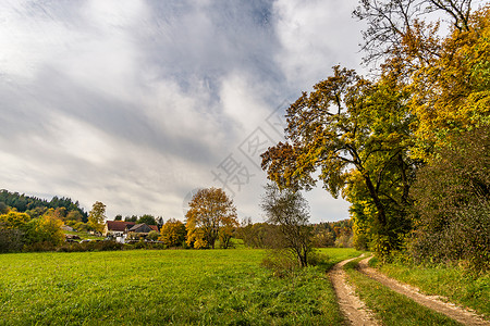 美妙的秋天在伯伦修道院附近美丽的多瑙河谷的 美妙秋天远足公园岩石农村旅游植物群旅行通量橙子风景季节背景