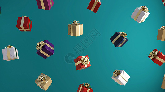 圣诞礼品展示蓝色礼物背景图片