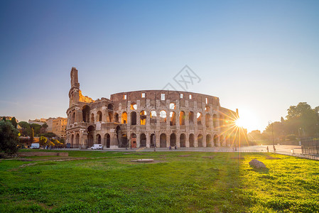 罗马剧场意大利罗马的Colosseum之景意大利罗马石头论坛建筑纪念碑旅游日落地标体育场城市体育馆背景