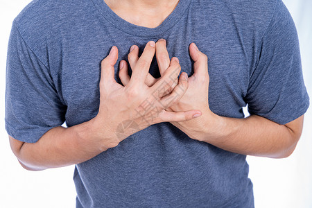 男人触摸他的心脏或胸部 孤立的白种背景 保健医疗或日常生活概念心肌情况胸肌药品风险痛苦酸度肺炎中风压力背景图片