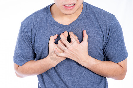 男人触摸他的心脏或胸部 孤立的白种背景 保健医疗或日常生活概念情况哮喘疼痛呼吸风险肠胃失败胸肌酸度肌肉背景图片