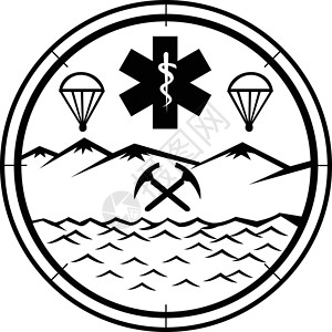 陆海空营救图标标志 黑色和白色符号高清图片