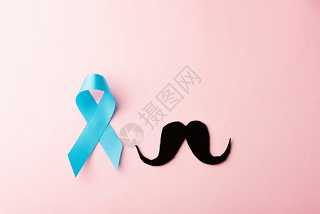 黑胡子纸和淡蓝色丝带疾病男性世界前列腺活动男人男士癌症保健父亲背景